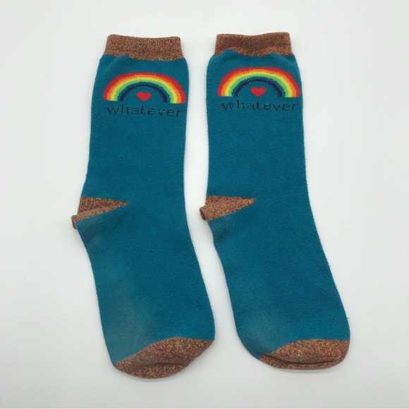 Blue Rainbow 'Whatever' Cute Pride Crew Socks Unisex One Size Comfy Novelty Sock - Picture 8 of 8